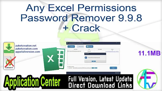 Any Excel Permissions Password Remover For Windows V9.9.8 Best Excel File Password Remover Software