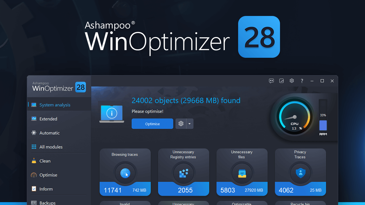 Ashampoo Winoptimizer 28 For Windows V28.00.11 Best Optimization Software &Amp; Registry Cleaner Software Ashampoo Winoptimizer 28 For Windows