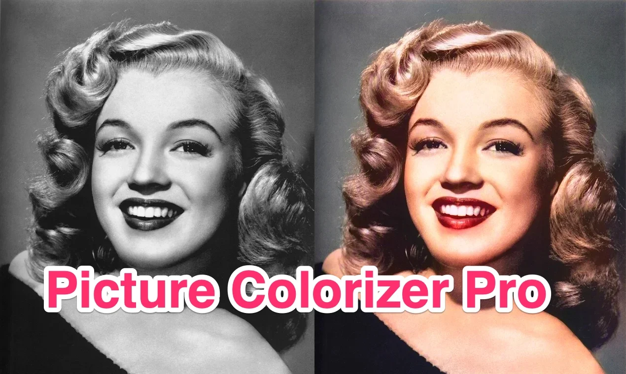 Picture Colorizer Pro Crack A Black And White Portrait Of A Smiling Woman With Curled Hair Is Shown On The Left, And The Same Image Is Vividly Colorized On The Right Using Picture Colorizer. The Text &Quot;Picture Colorizer Pro&Quot; Is Overlaid At The Bottom.