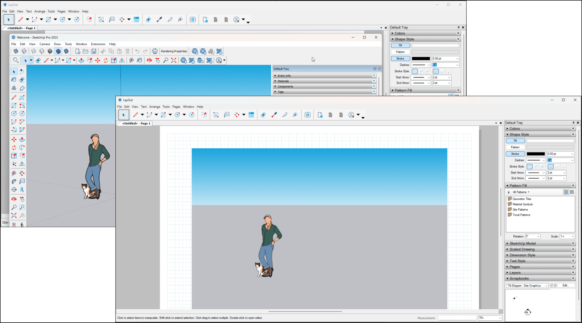 Sketchup Pro 2025 Software V25.1.634 Best 3D Modeling And 3D Drawing Software Sketchup Pro 2025 Person Walking On A Sidewalk Displayed On A Computer Screen.