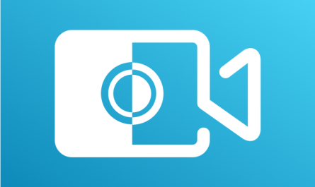 A Blue Square Icon With Rounded Corners Featuring A White Stylized Video Camera In The Center. The Camera, Symbolizing Video Recording Or Playback, Has A Circular Lens On The Left And A Triangular Play Button On The Right—Perfect For Representing V7.3 Of Fonepaw Screen Recorder After The Latest Patch.