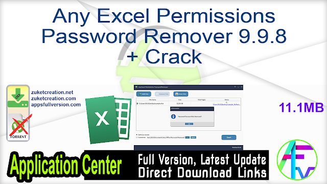 Any Excel Permissions Password Remover For Windows V9.9.8 Best Excel File Password Remover Software Download Any Excel Permissions Password Remover Full Version