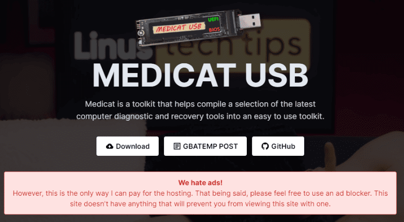 A Screen Shot Of The Medicat Usb Installer, A Versatile Tool For Computer Diagnostics And Repair.